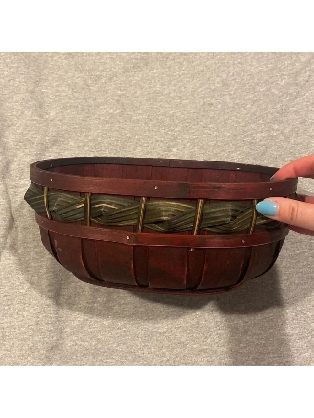 Dark Stained Oval Basket